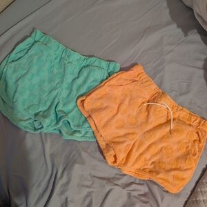 Casual Terry Cloth Women’s Shorts - Mint and Peach (No Brand)